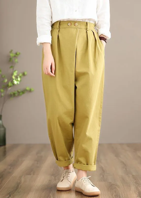 100% Yellow Jeans Fall Fashion Spring Button Down Sewing Pants