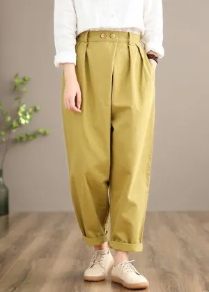 100% Yellow Jeans Fall Fashion Spring Button Down Sewing Pants