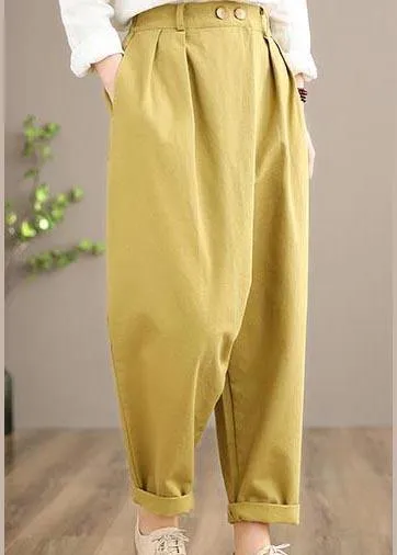 100% Yellow Jeans Fall Fashion Spring Button Down Sewing Pants
