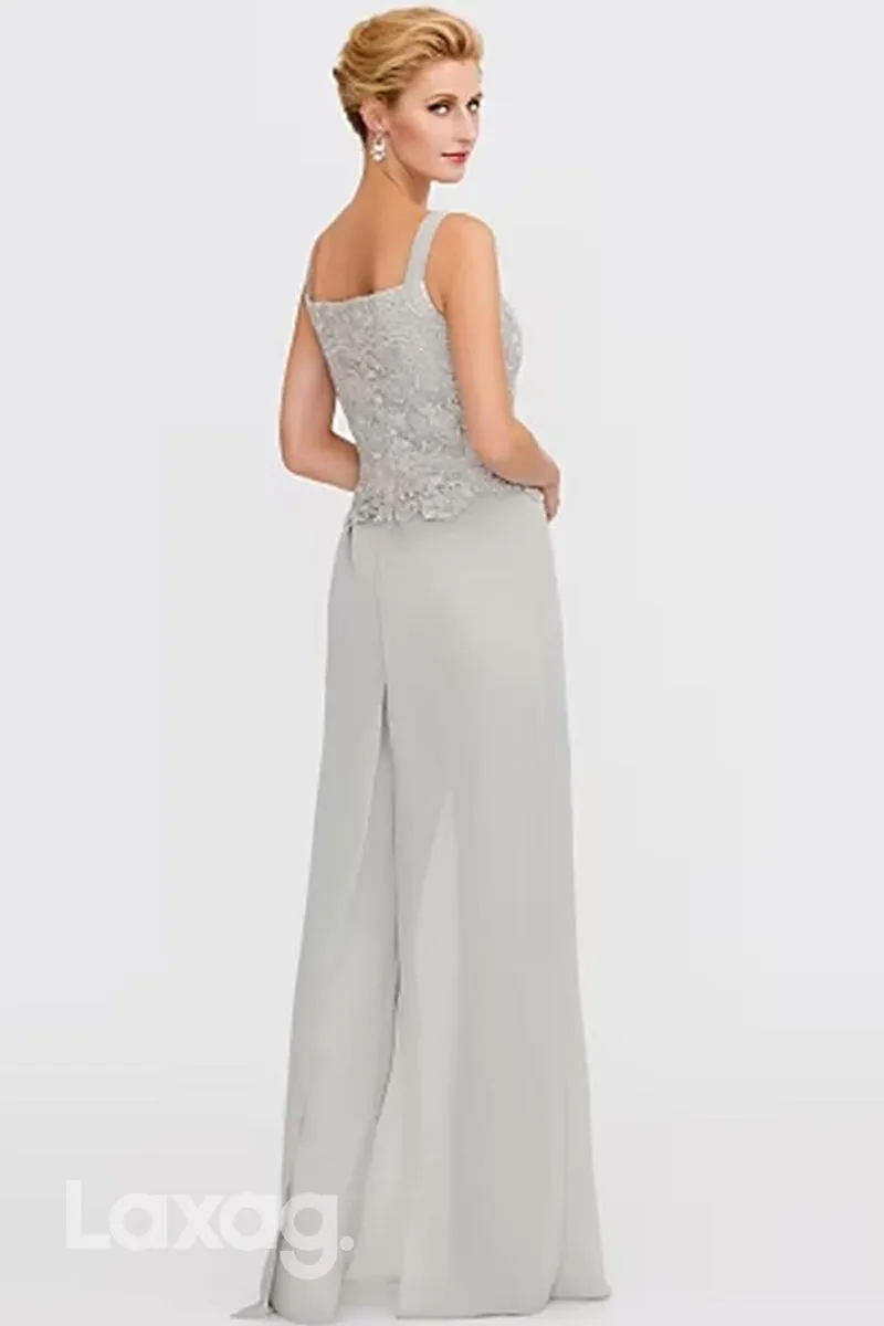 22485 - Elegant Three-Piece Suit Round Appliques Floor-Length Chiffon Mother Of the Bride Dress