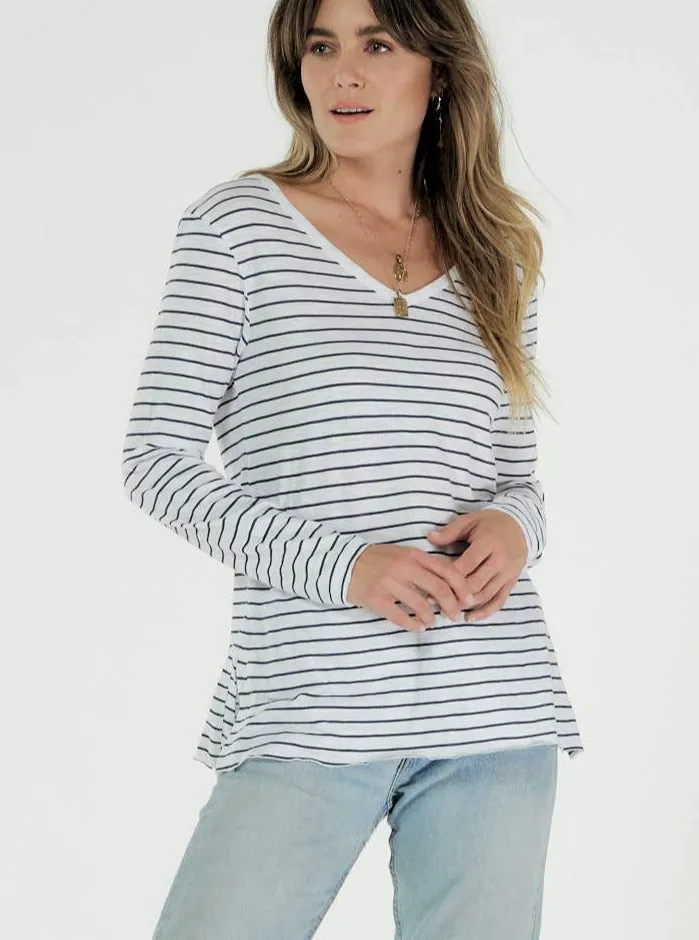 Abigale V Neck Long Sleeve Tee