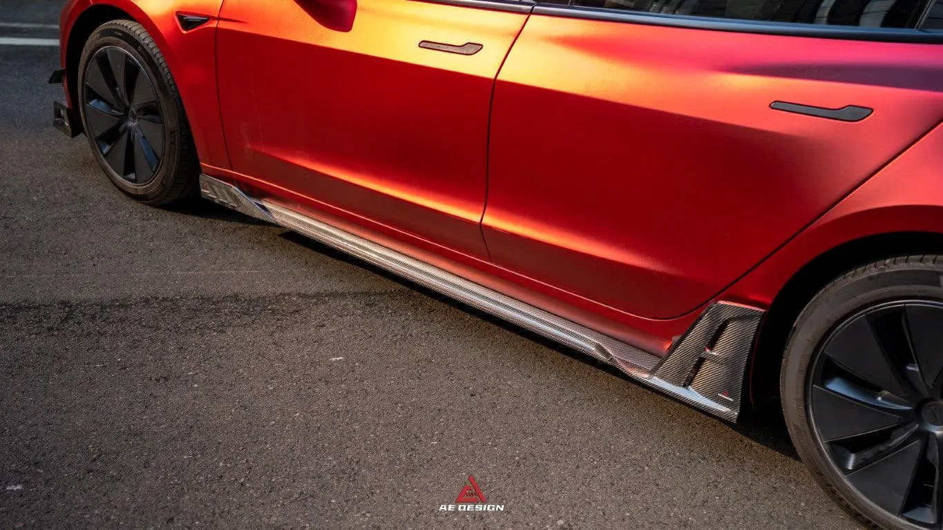 ArmorExtend AE Side Skirts & Canards for Tesla Model 3 Highland / P 2024-ON Carbon Fiber