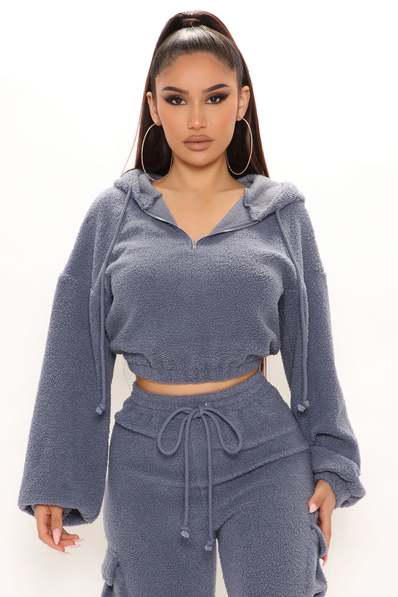 Arms Around You Fuzzy Jogger Set - Blue