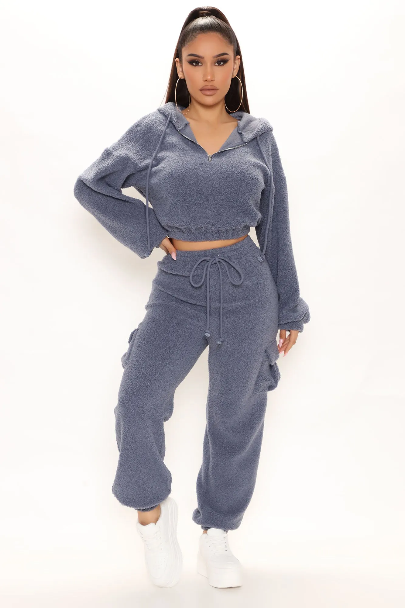 Arms Around You Fuzzy Jogger Set - Blue