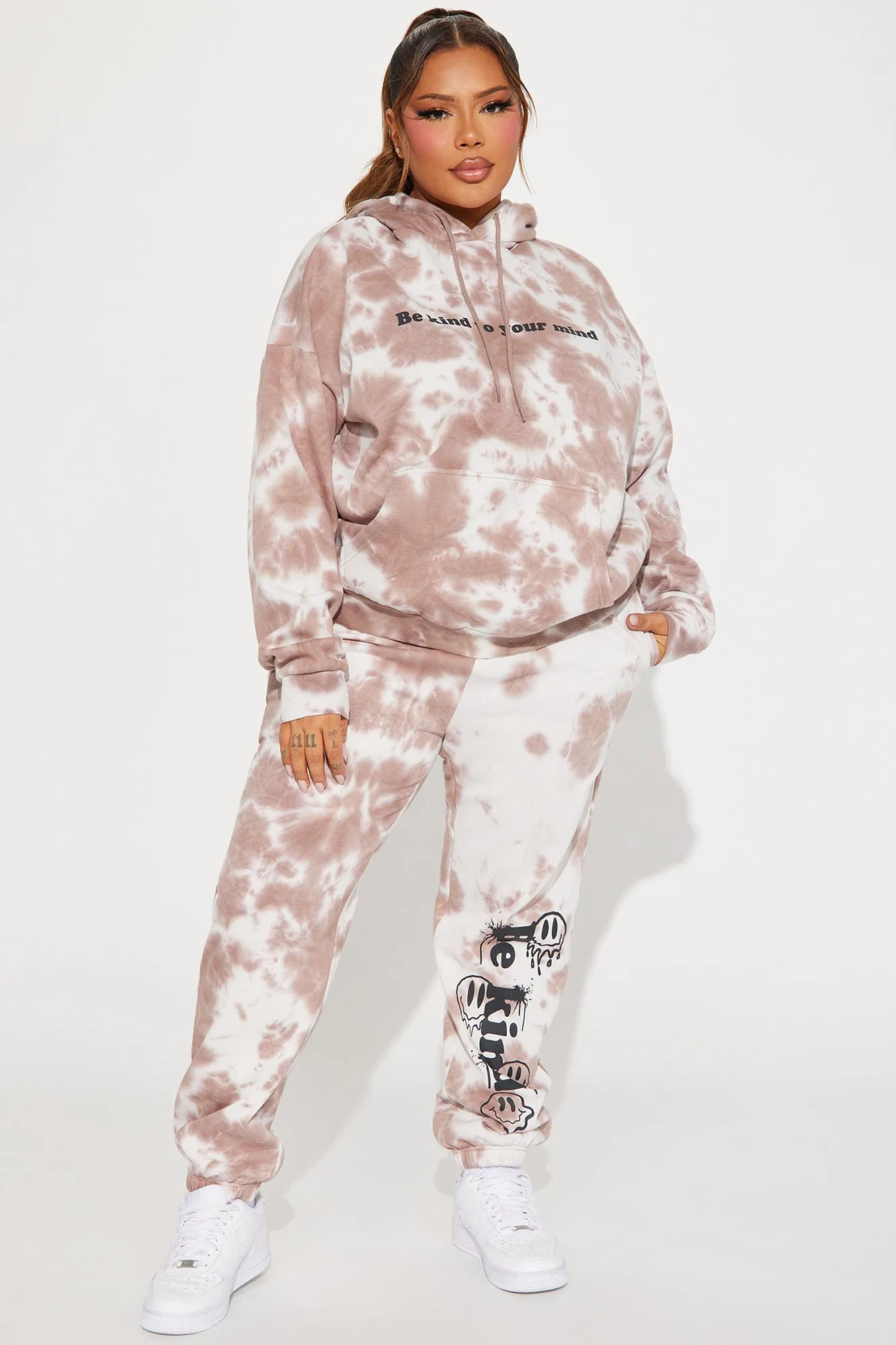 Be Kind Tie Dye Jogger Set - Mocha/combo