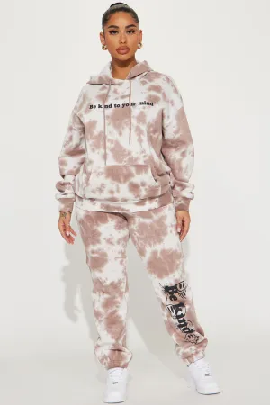 Be Kind Tie Dye Jogger Set - Mocha/combo