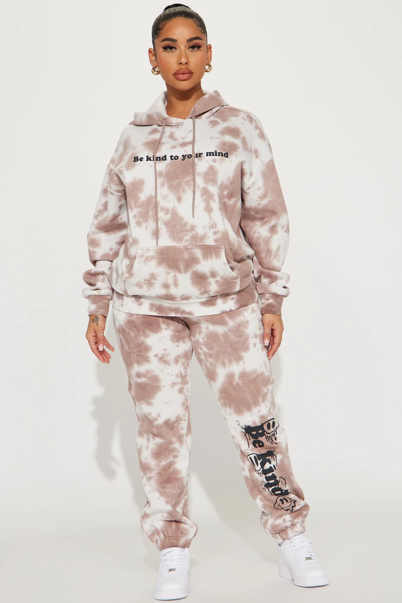 Be Kind Tie Dye Jogger Set - Mocha/combo