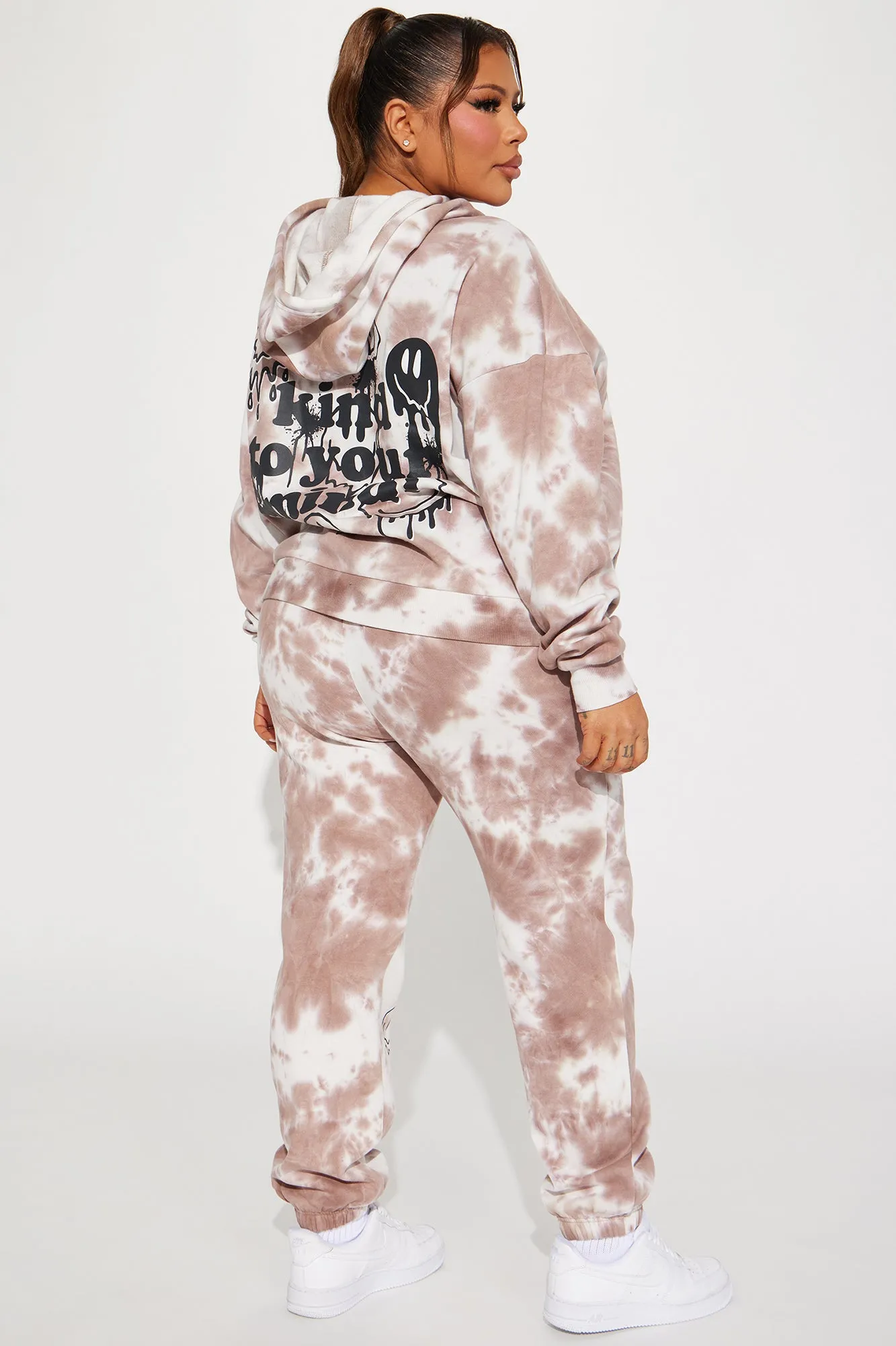 Be Kind Tie Dye Jogger Set - Mocha/combo