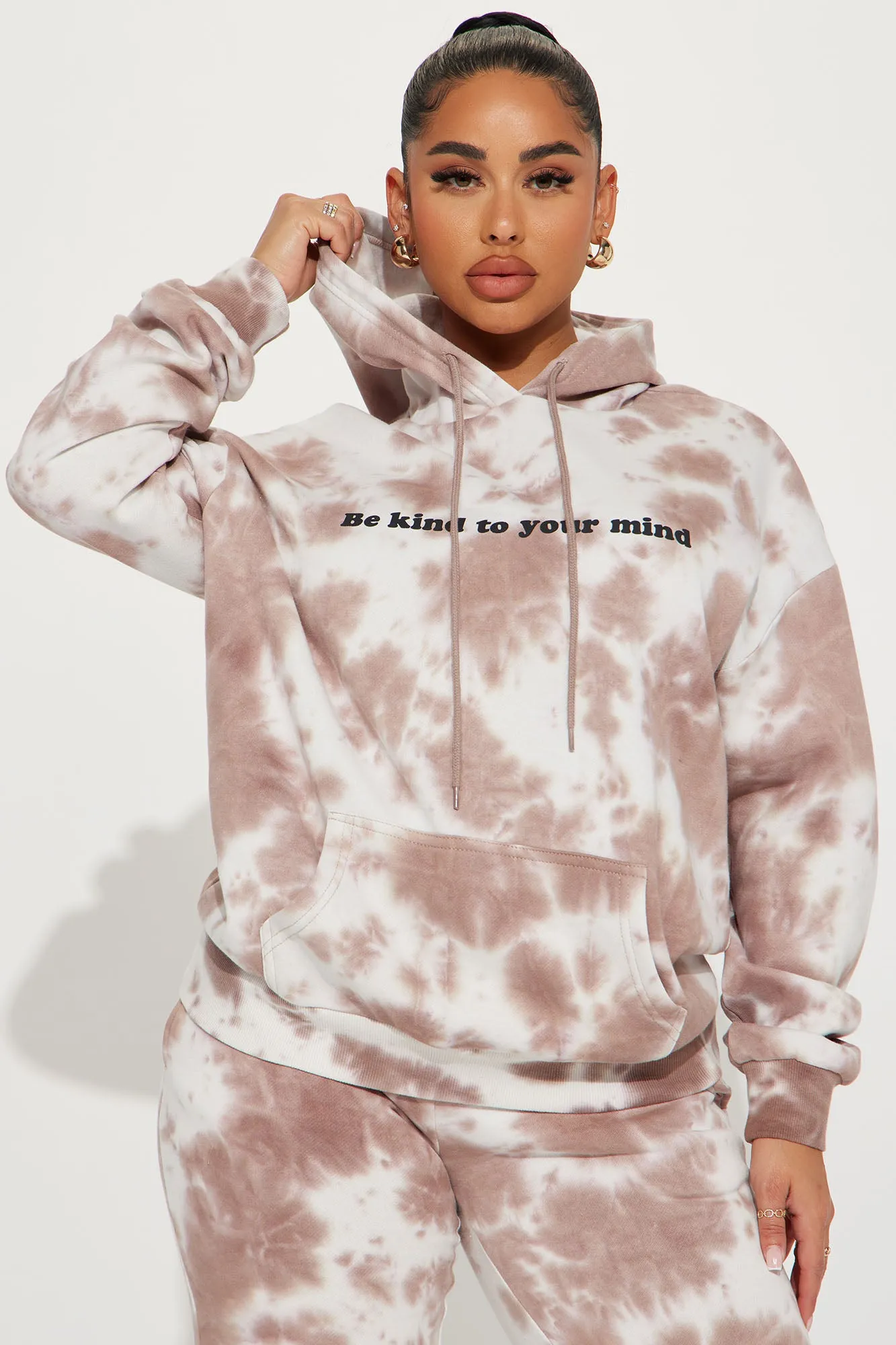 Be Kind Tie Dye Jogger Set - Mocha/combo