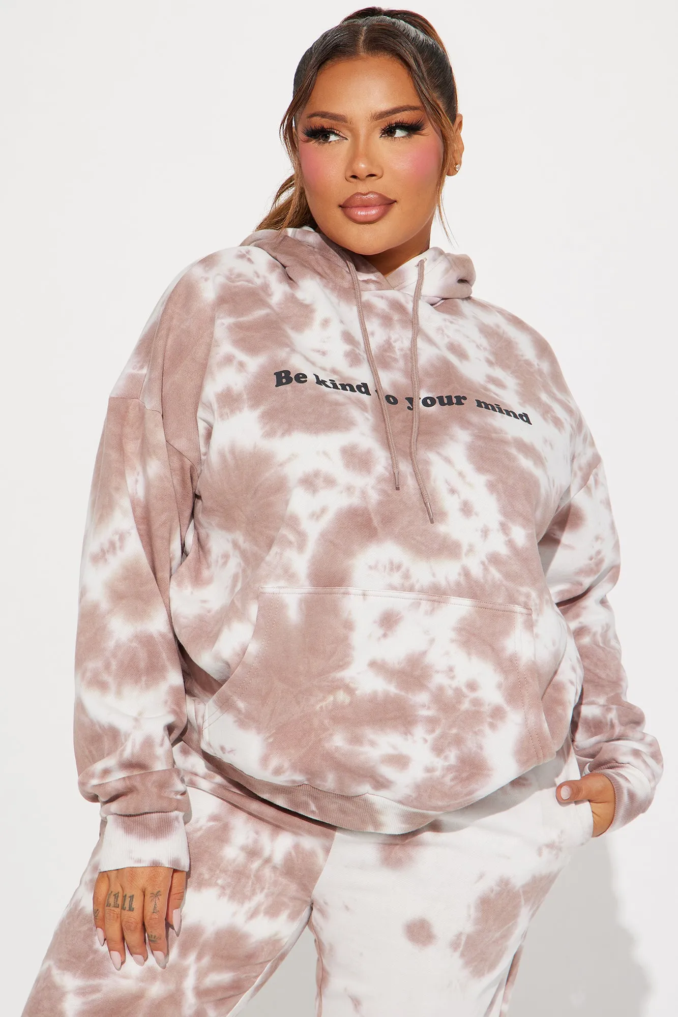 Be Kind Tie Dye Jogger Set - Mocha/combo