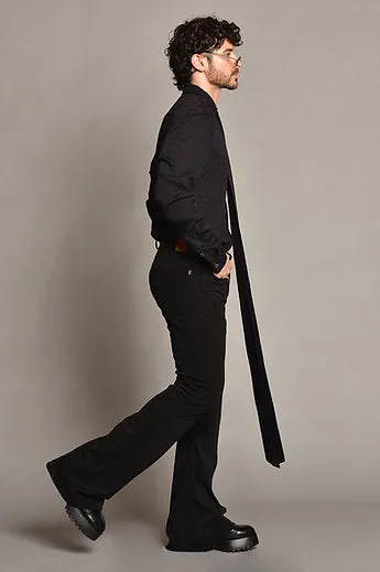 Black corduroy flared pants