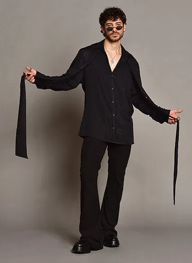Black corduroy flared pants