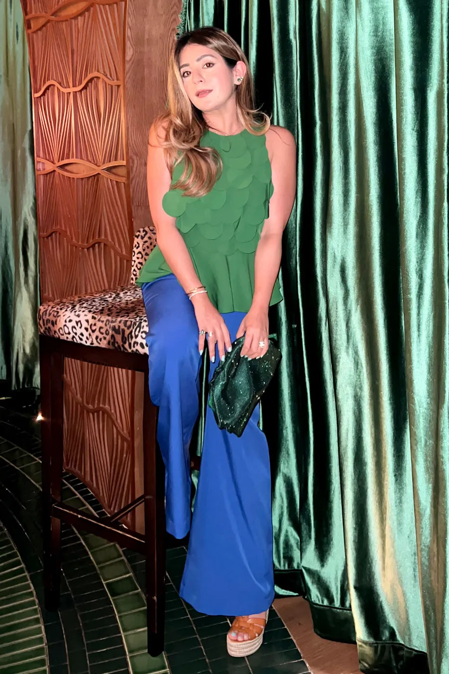 Blue block pants