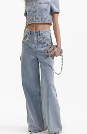 Blue Embellished Jeans