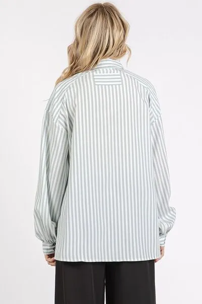 Button Down Striped Long Sleeve Shirt (Online Only/Ships from USA)