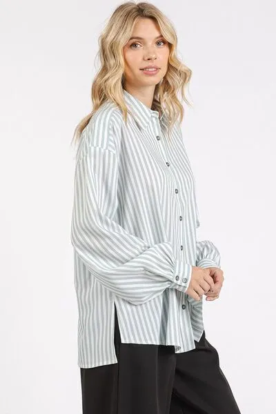 Button Down Striped Long Sleeve Shirt (Online Only/Ships from USA)