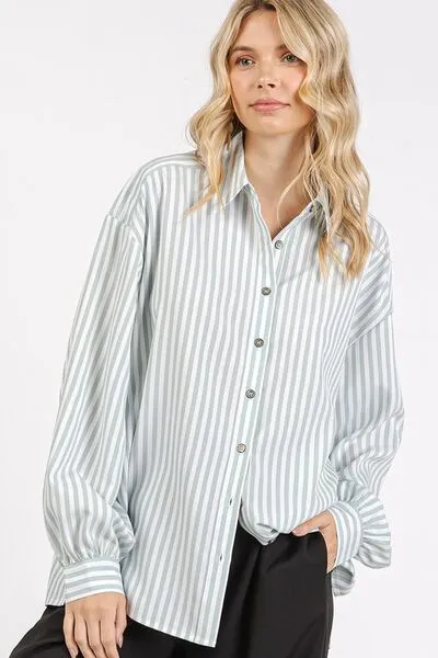Button Down Striped Long Sleeve Shirt (Online Only/Ships from USA)