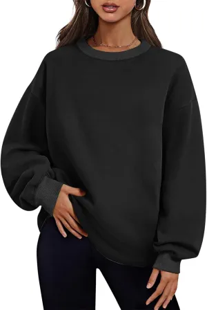 Ceboyel Women No Hood Sweatshirts Trendy Crewneck Pullover Oversized Sweatshirt Long Sleeve Tops Casual Outfits Clothes