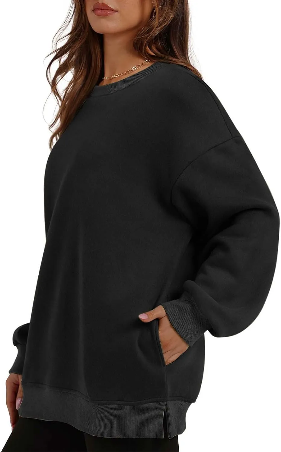 Ceboyel Women No Hood Sweatshirts Trendy Crewneck Pullover Oversized Sweatshirt Long Sleeve Tops Casual Outfits Clothes