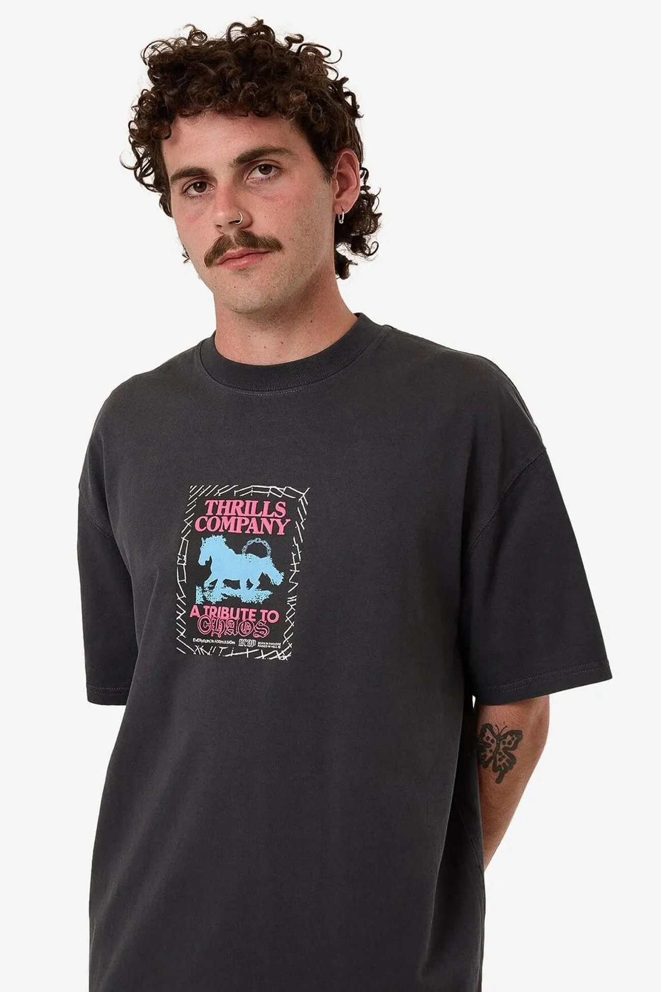 Chain Of Formation Box Fit Oversize Tee Dark Charcoal