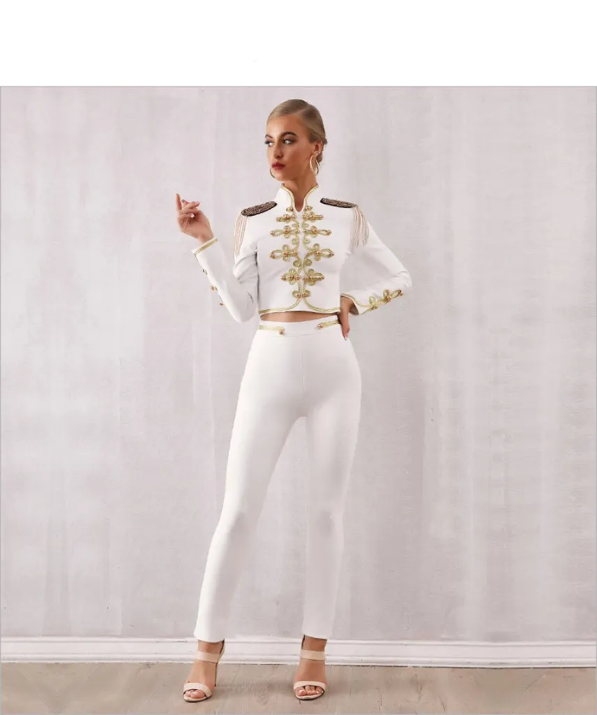 Club Bandage Tassel Tops& Trousers Party Set