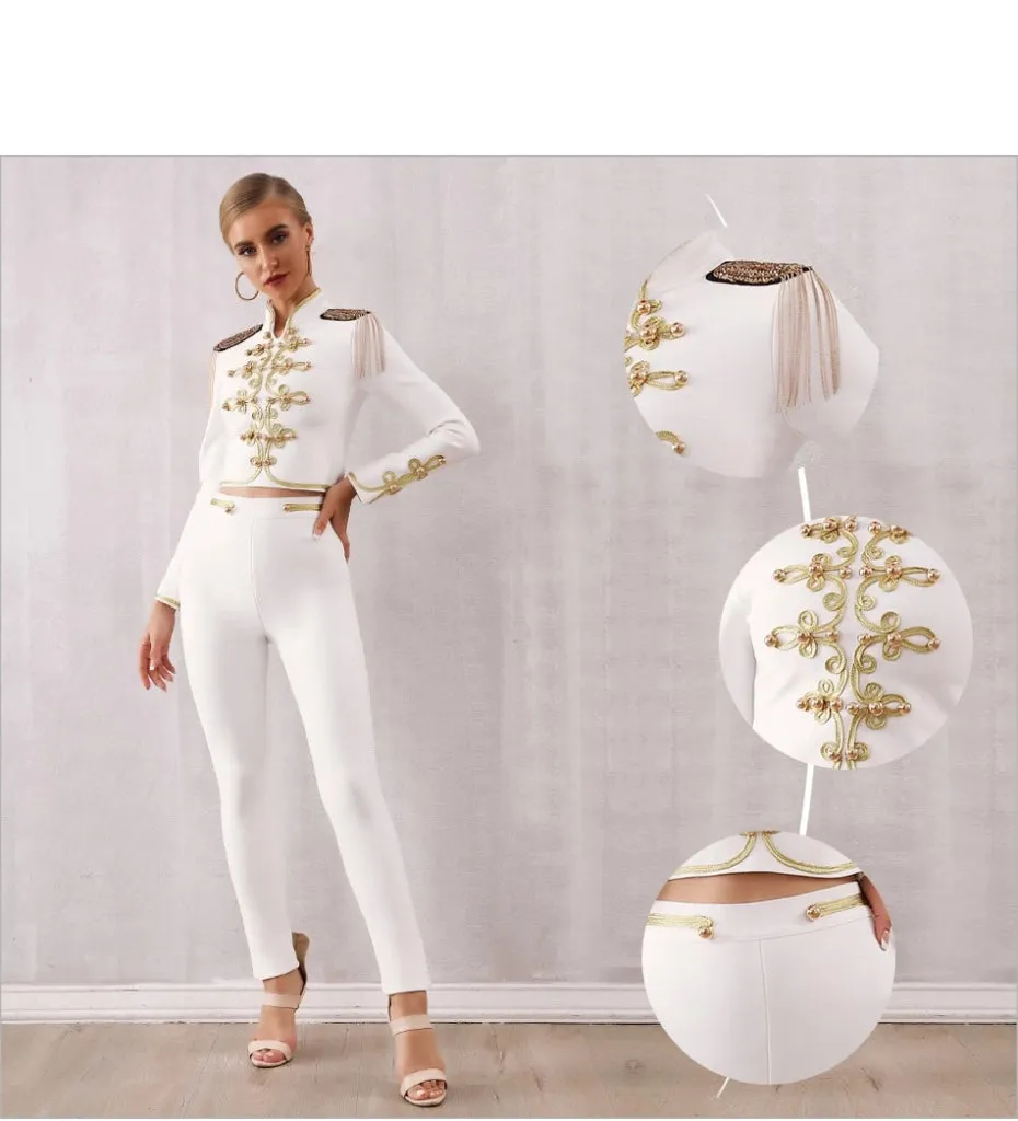 Club Bandage Tassel Tops& Trousers Party Set