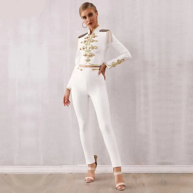 Club Bandage Tassel Tops& Trousers Party Set