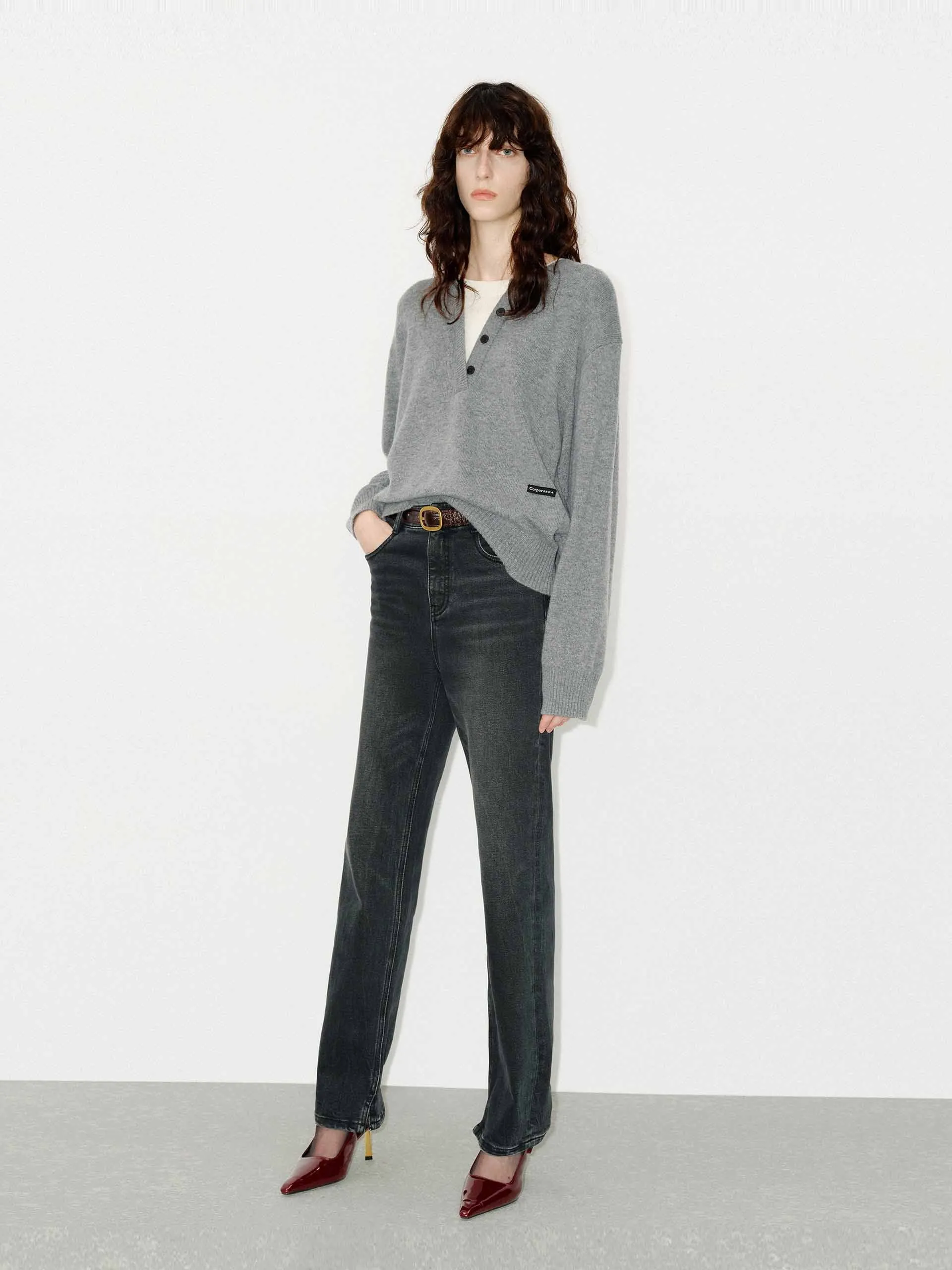 Cotton Blend Fitted Jeans