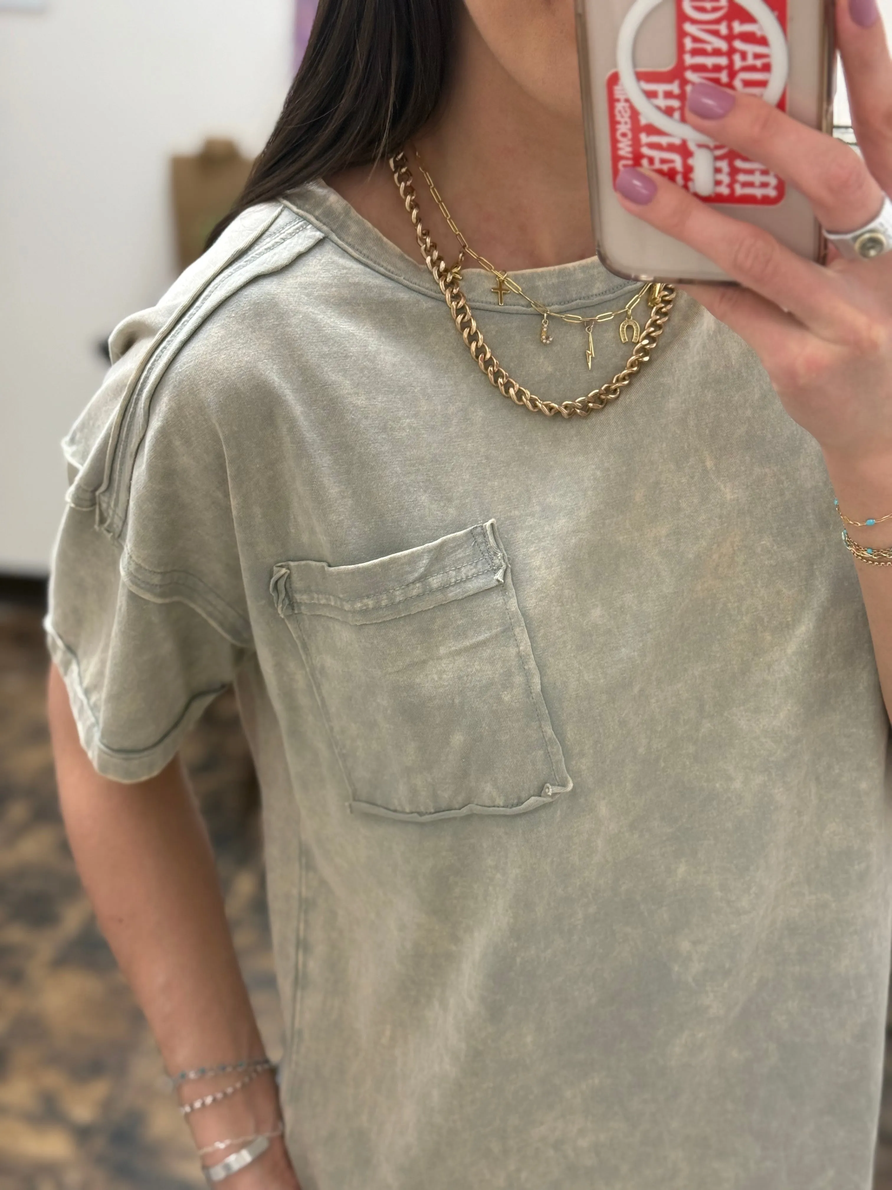 CURVY - The Molly Acid Wash Tee - Sleet
