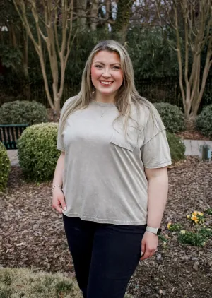 CURVY - The Molly Acid Wash Tee - Sleet