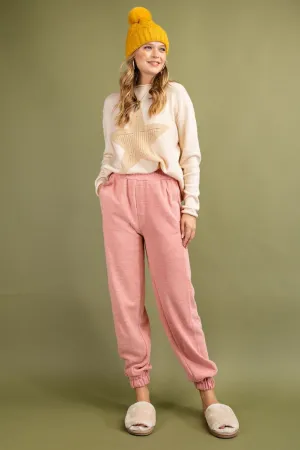 Easel Banded Waist Brushed Heavy Hacci Knit Jogger Pants by Sensual Fashion Boutique