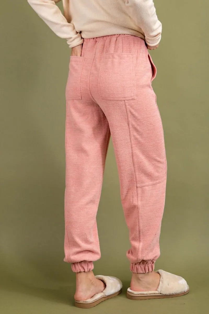 Easel Banded Waist Brushed Heavy Hacci Knit Jogger Pants by Sensual Fashion Boutique