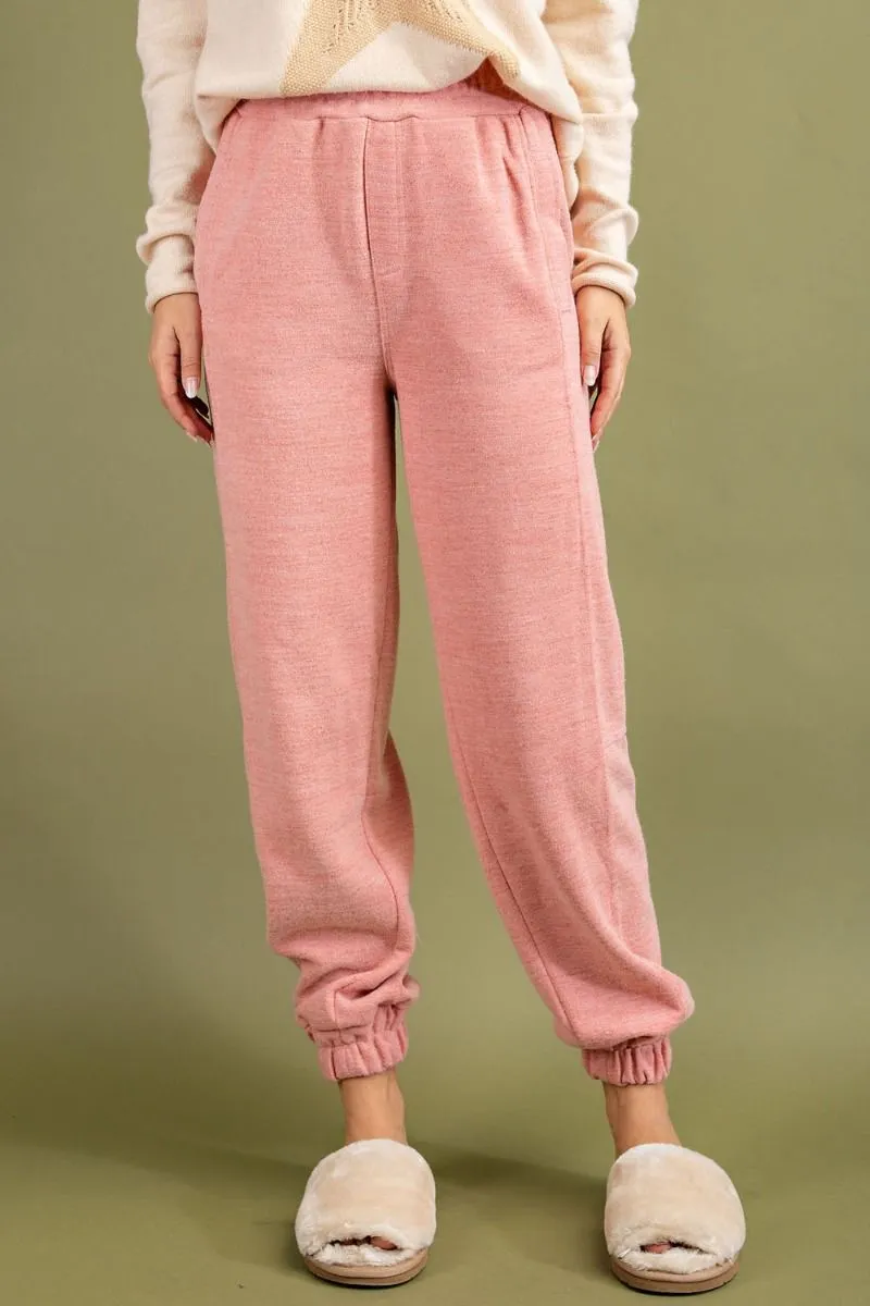 Easel Banded Waist Brushed Heavy Hacci Knit Jogger Pants by Sensual Fashion Boutique