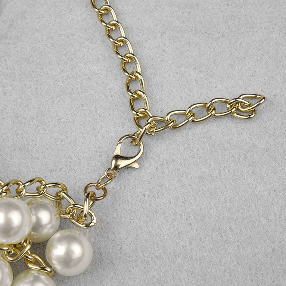 Elegant O-neck Pearl Handmade Shawl Top Celebrity Party Runway Fashion Accessory
