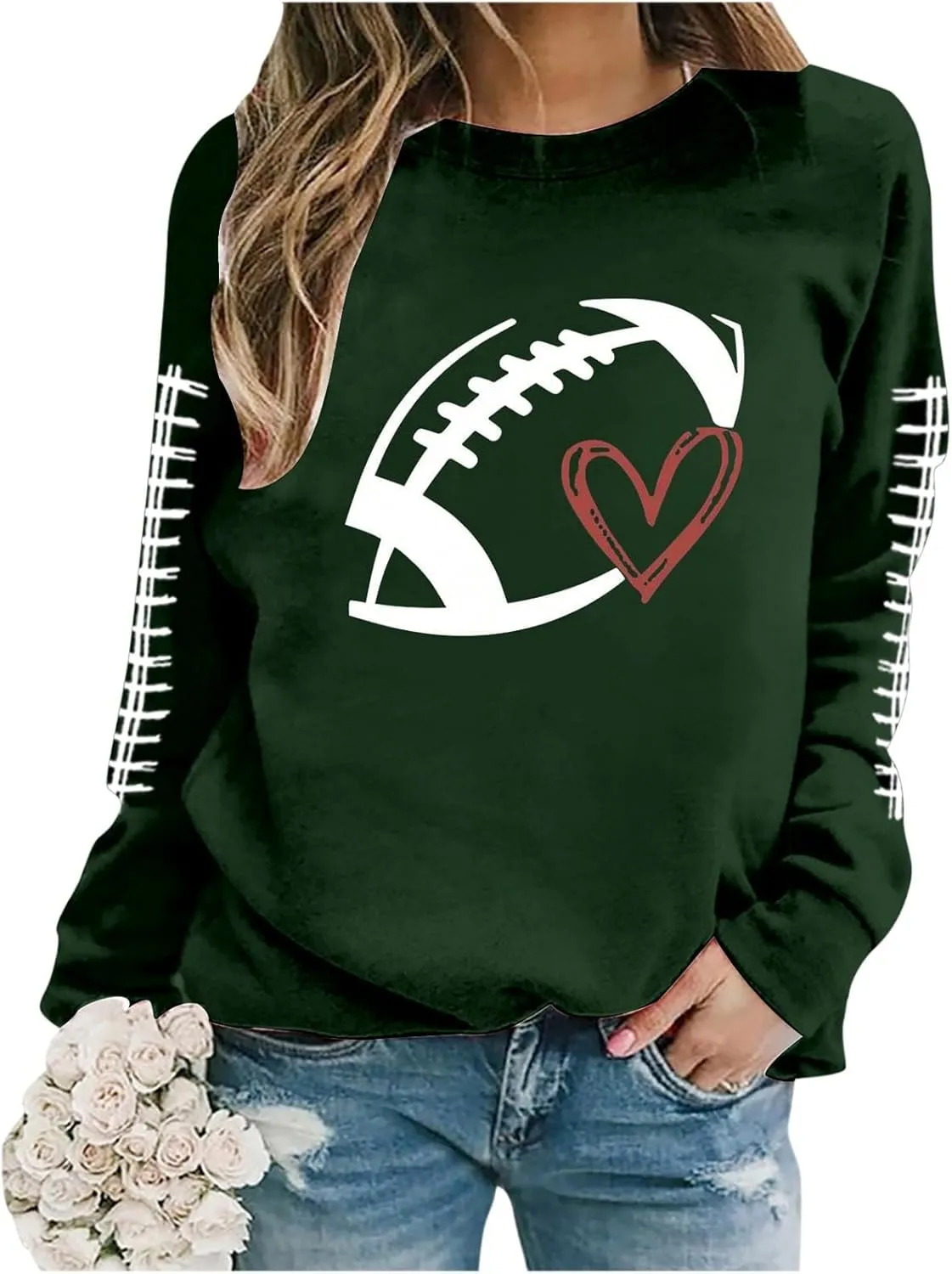 Game Day Sweatshirts For Women Teen Girls Funny Football Season Casual Comfort Pullover Tops Crewneck Shirts