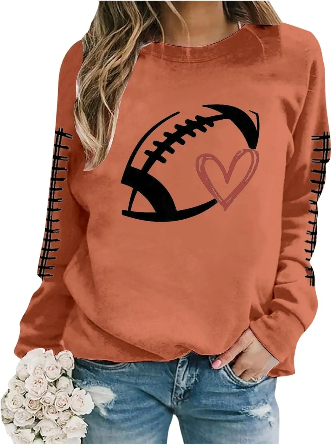 Game Day Sweatshirts For Women Teen Girls Funny Football Season Casual Comfort Pullover Tops Crewneck Shirts