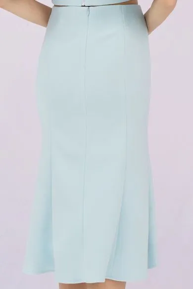 Glenne Blue High-Low Midi Skirt