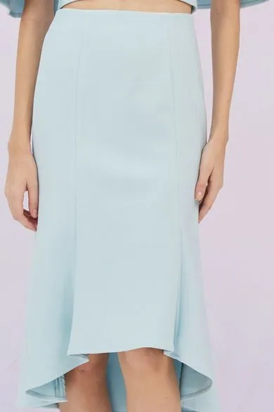Glenne Blue High-Low Midi Skirt