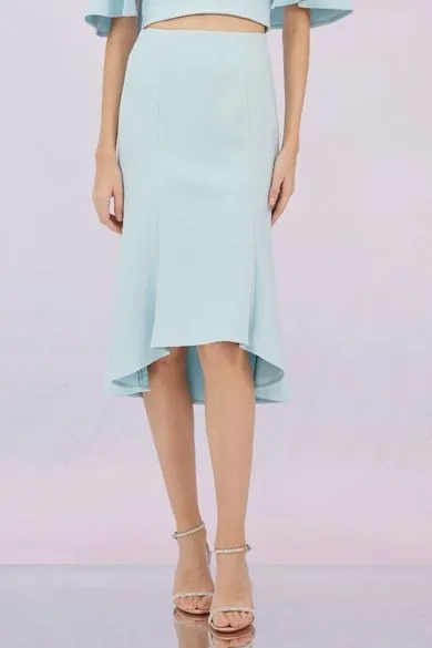 Glenne Blue High-Low Midi Skirt