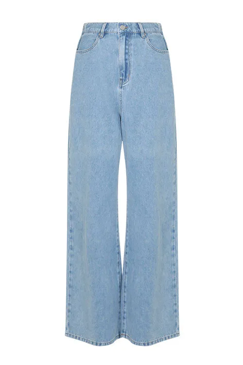 glowed jean / washed indigo blue