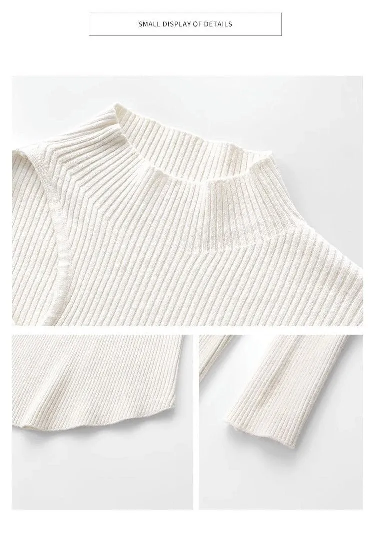 Half turtleneck hollow knitted winter tops