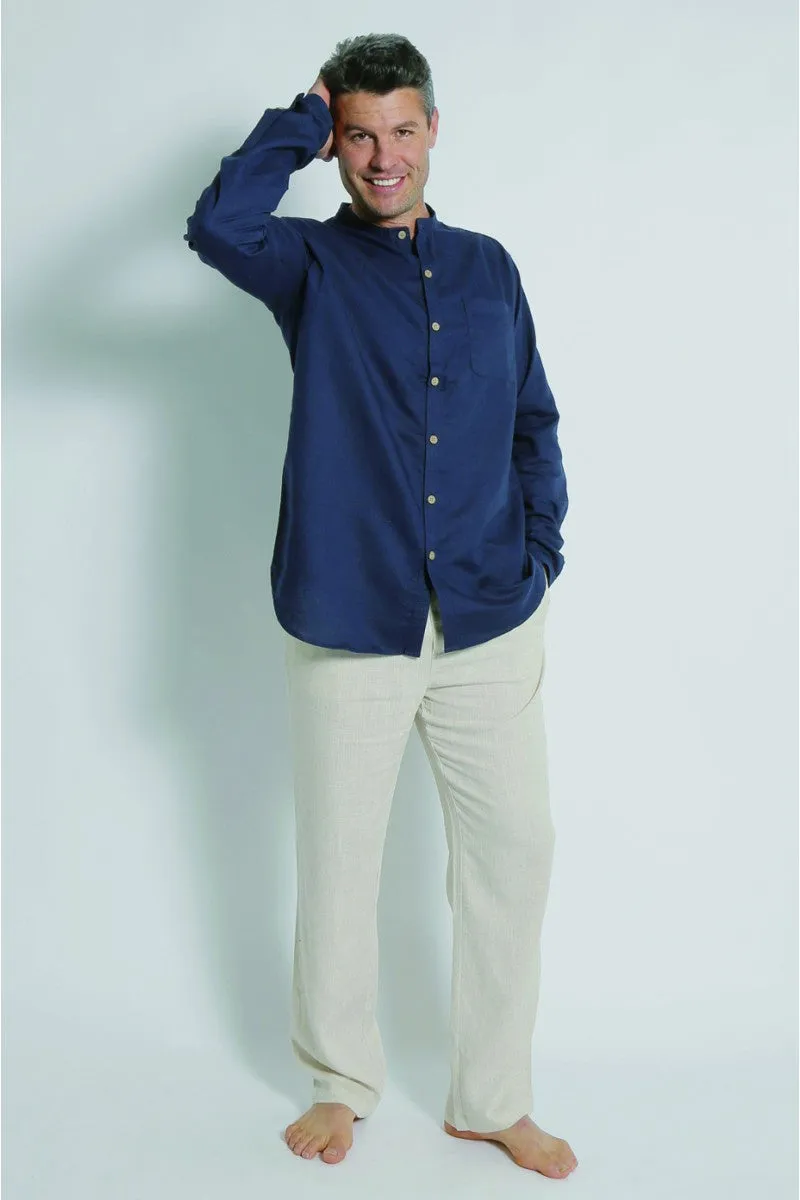 Hemp Grandpa Long Sleeve Shirt - Navy