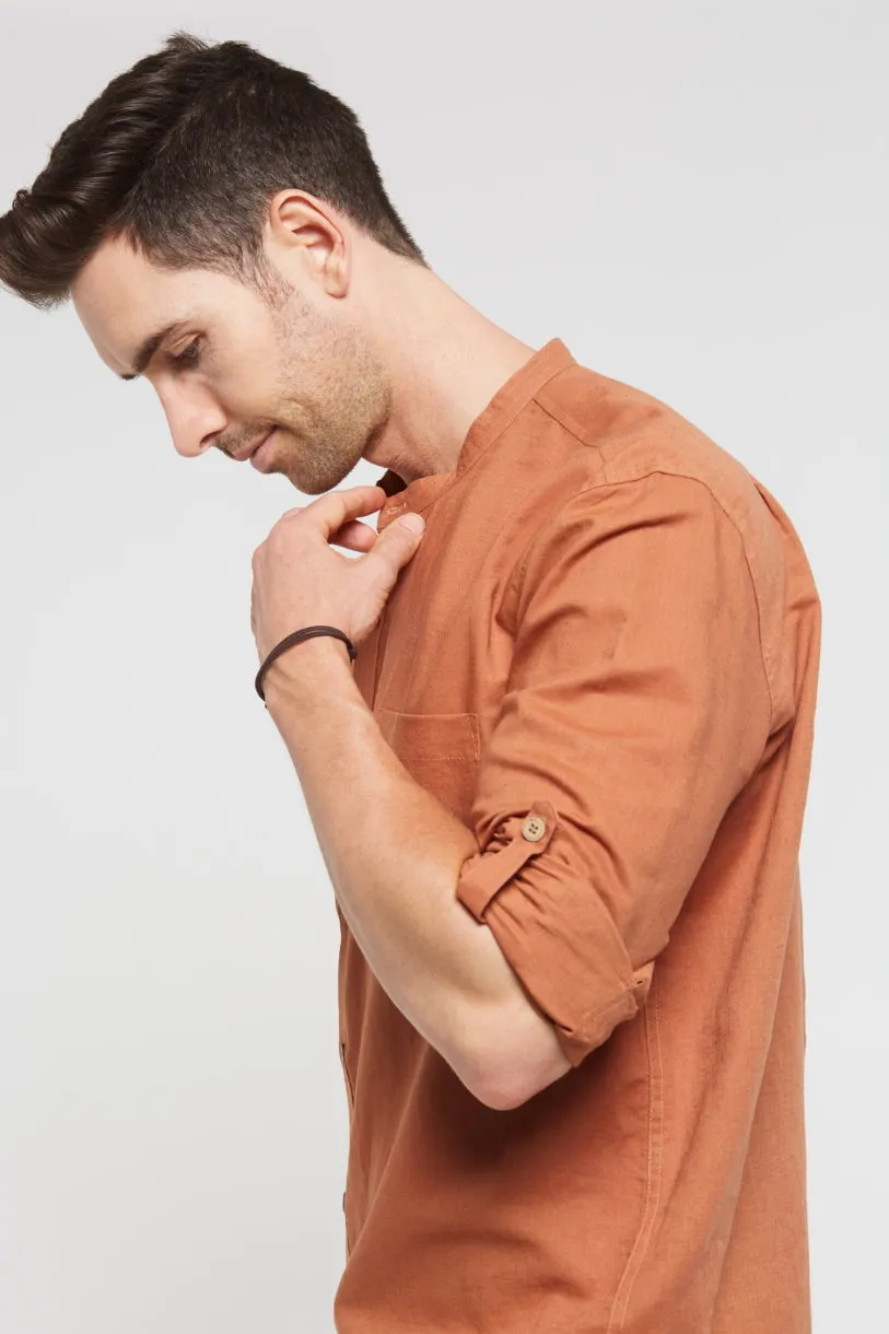 Hemp Grandpa Long Sleeve Shirt - Rosewood