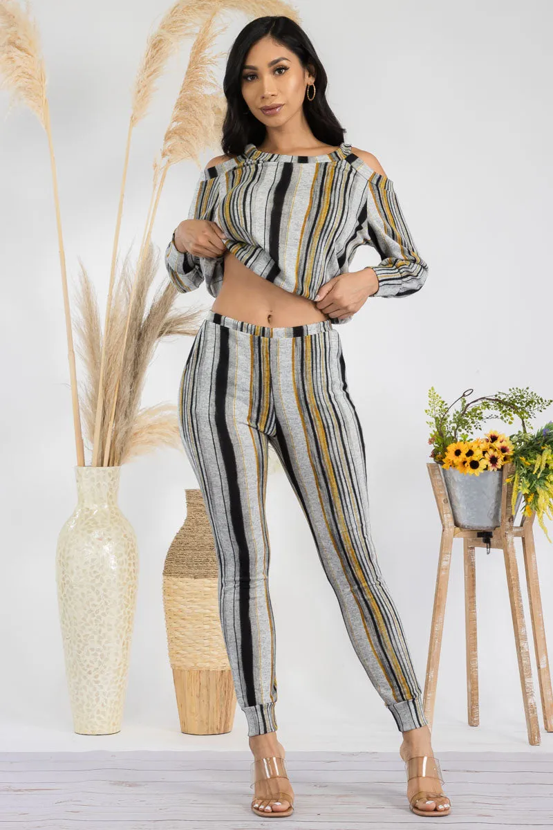 HH669R-STRIPES - 2 PC TOP AND JOGGER SET