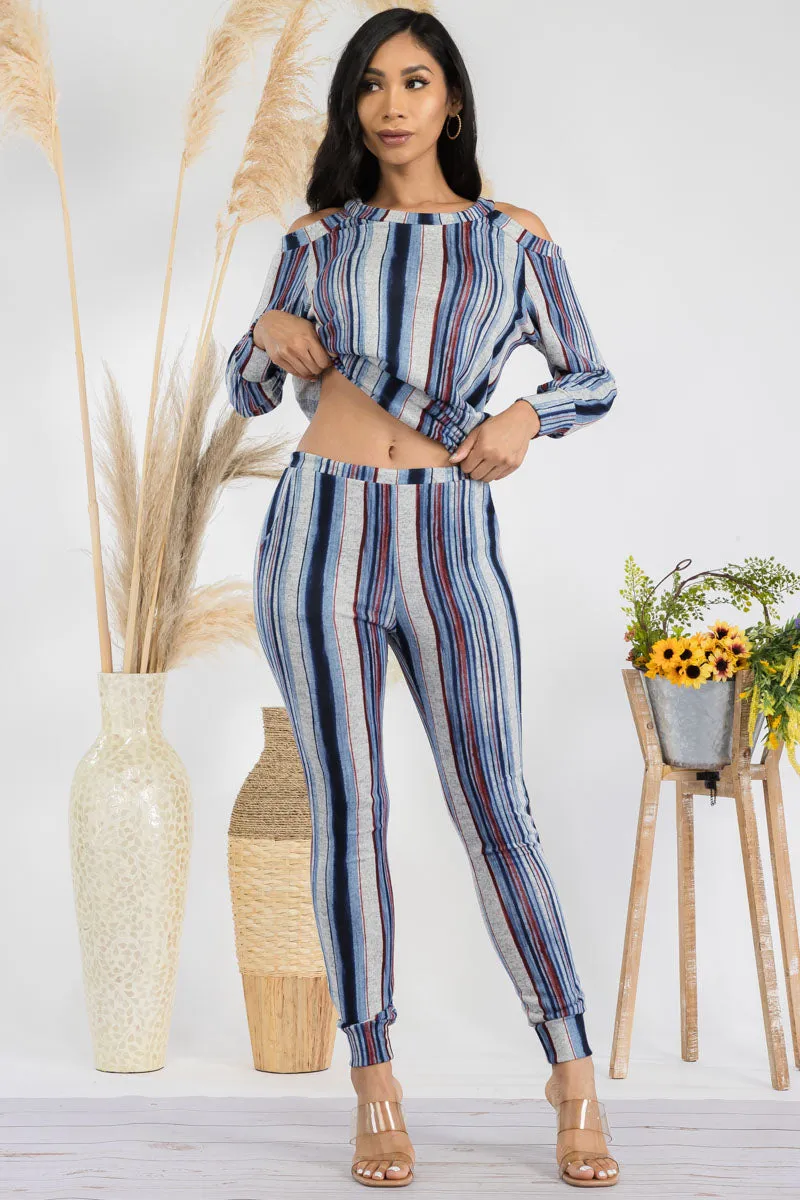 HH669R-STRIPES - 2 PC TOP AND JOGGER SET