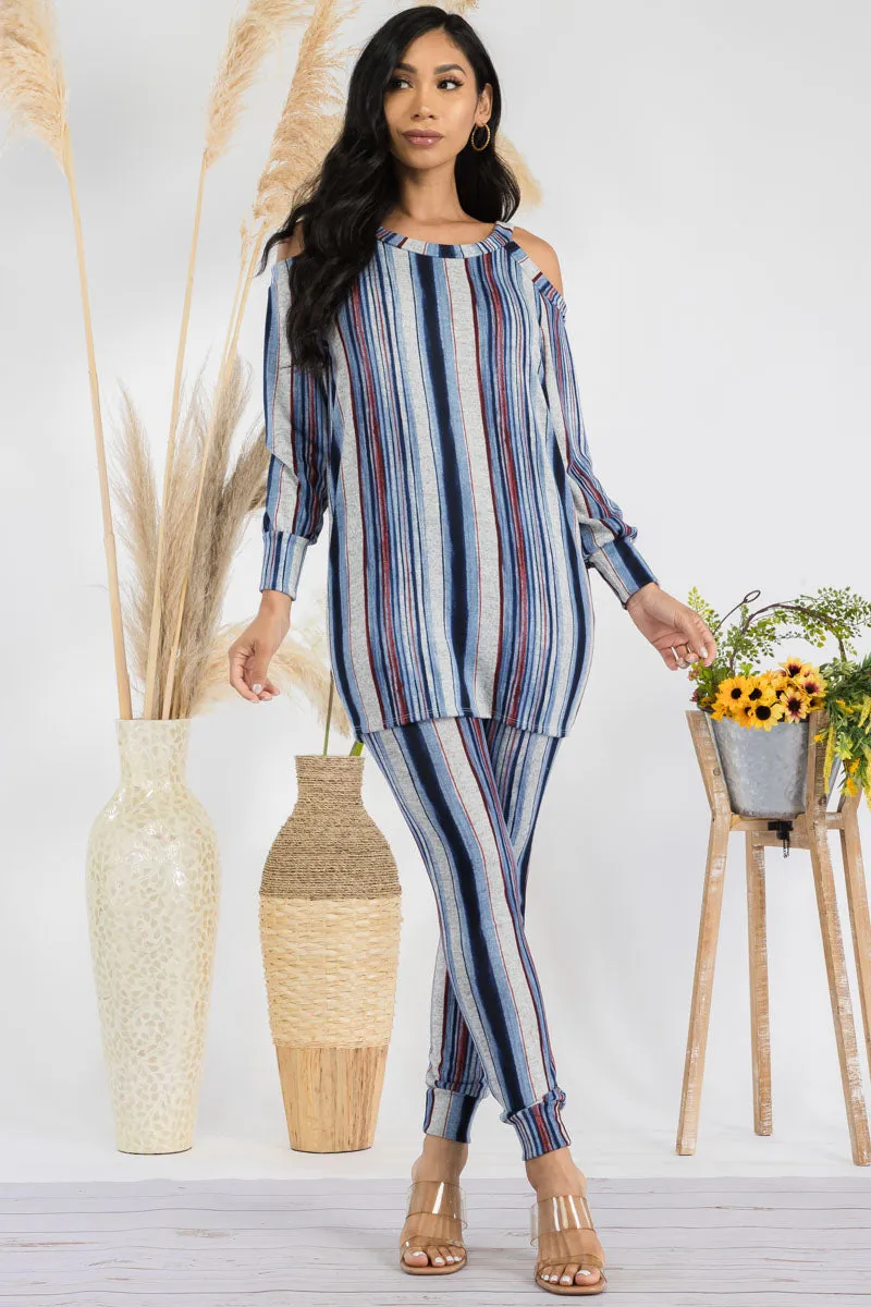 HH669R-STRIPES - 2 PC TOP AND JOGGER SET