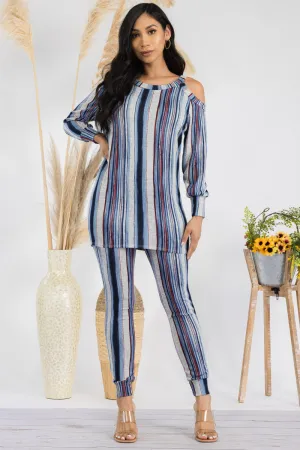 HH669R-STRIPES - 2 PC TOP AND JOGGER SET