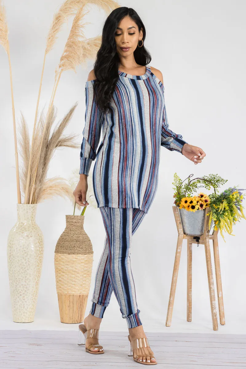 HH669R-STRIPES - 2 PC TOP AND JOGGER SET