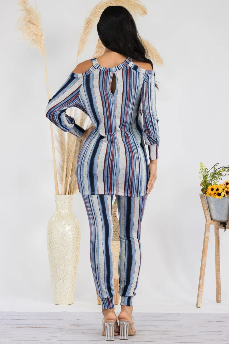 HH669R-STRIPES - 2 PC TOP AND JOGGER SET