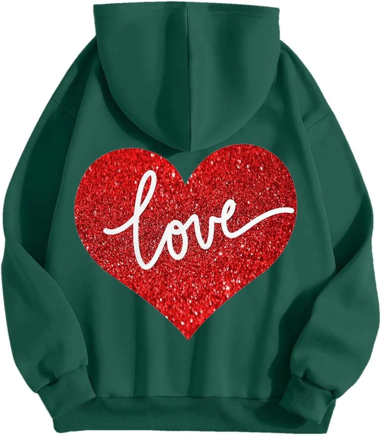 Hoodie Women Love Graphic Print Y2K Hoodies Oversized Casual Drawstring Long Sleeve Pullover Tops with Pockets